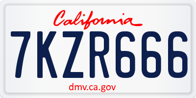 CA license plate 7KZR666