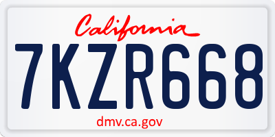 CA license plate 7KZR668