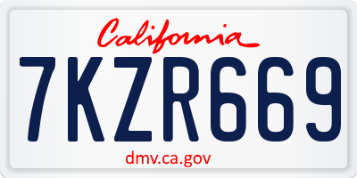 CA license plate 7KZR669