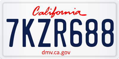 CA license plate 7KZR688
