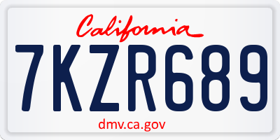 CA license plate 7KZR689