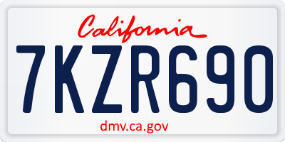 CA license plate 7KZR690