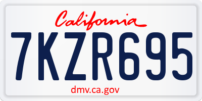 CA license plate 7KZR695