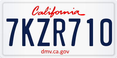 CA license plate 7KZR710