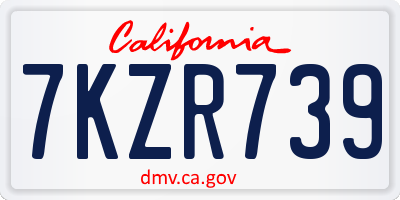 CA license plate 7KZR739