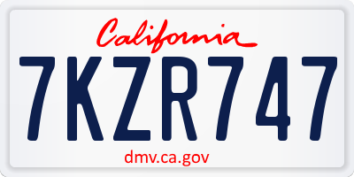 CA license plate 7KZR747