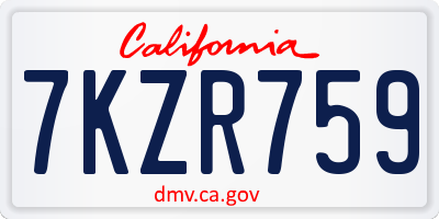 CA license plate 7KZR759