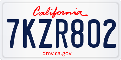 CA license plate 7KZR802