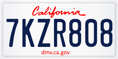 CA license plate 7KZR808