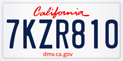 CA license plate 7KZR810