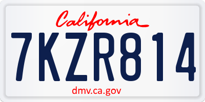 CA license plate 7KZR814