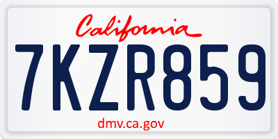 CA license plate 7KZR859