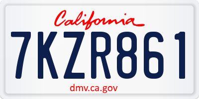 CA license plate 7KZR861