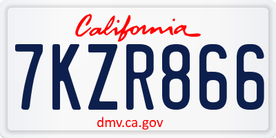 CA license plate 7KZR866