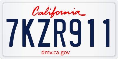 CA license plate 7KZR911