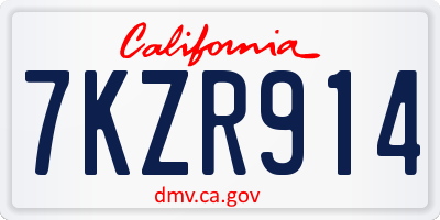 CA license plate 7KZR914