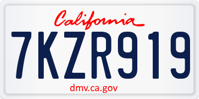 CA license plate 7KZR919