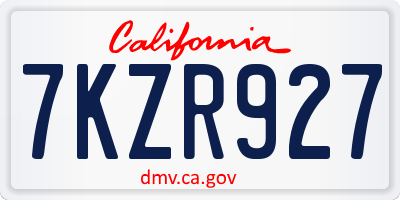 CA license plate 7KZR927