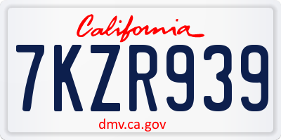 CA license plate 7KZR939