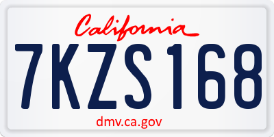 CA license plate 7KZS168