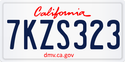 CA license plate 7KZS323
