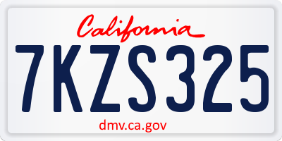 CA license plate 7KZS325