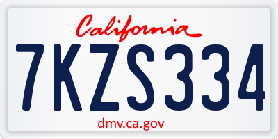 CA license plate 7KZS334