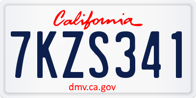CA license plate 7KZS341