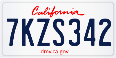 CA license plate 7KZS342