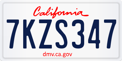 CA license plate 7KZS347