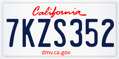 CA license plate 7KZS352