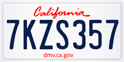 CA license plate 7KZS357