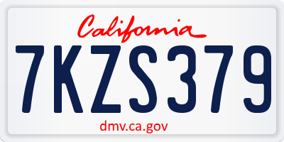 CA license plate 7KZS379