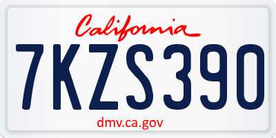 CA license plate 7KZS390