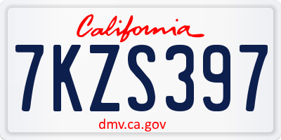 CA license plate 7KZS397