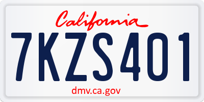 CA license plate 7KZS401
