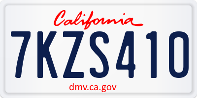 CA license plate 7KZS410