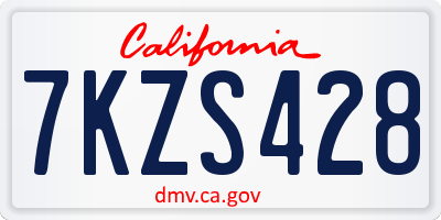 CA license plate 7KZS428