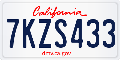 CA license plate 7KZS433