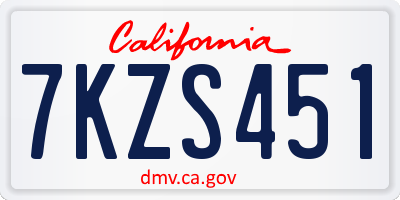 CA license plate 7KZS451