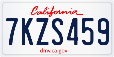 CA license plate 7KZS459