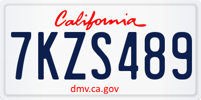 CA license plate 7KZS489