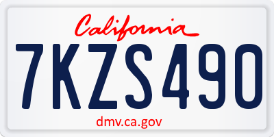 CA license plate 7KZS490