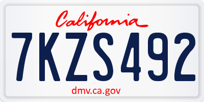 CA license plate 7KZS492