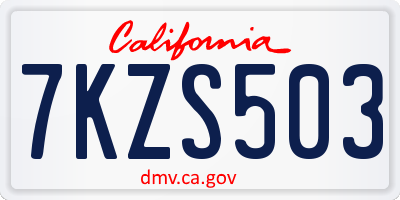 CA license plate 7KZS503