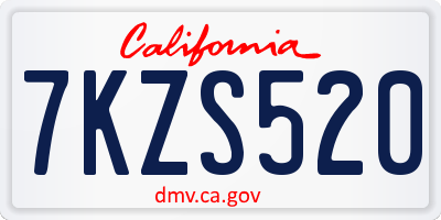 CA license plate 7KZS520
