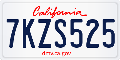 CA license plate 7KZS525