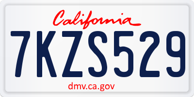 CA license plate 7KZS529