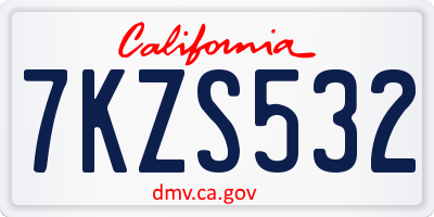 CA license plate 7KZS532