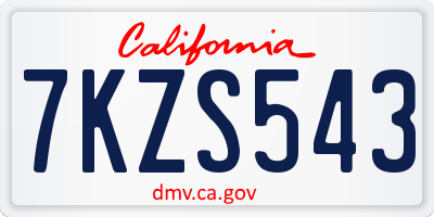 CA license plate 7KZS543